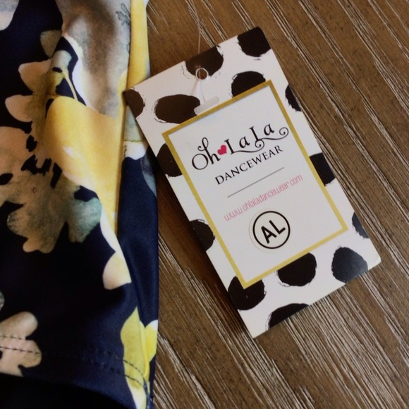 OhLaLa Dancewear Womens Navy Blue Floral Dance Briefs Size Adult Large - Picture 6 of 9